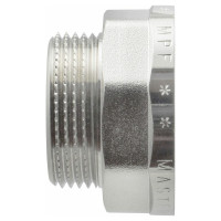 Переходник латунный никелированный с ребордой MPF 1.1/2" х 1.1/4" в/н ИС.072199