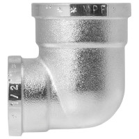 Уголок сантехнический переходной MPF 3/4" на 1/2" латунный никелированный внутренняя резьба ИС.072260