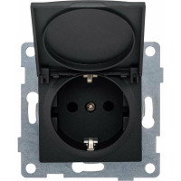 Розетка GUSI ELECTRIC Ugra МЕХ 1-ой с/з с з/ш и крышкой, СУ, 16А, 250В, графит С11Р91-010