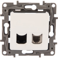 Розетка Legrand двойная RJ11+RJ45 категория 5e UTP Legrand Etika белый 672252