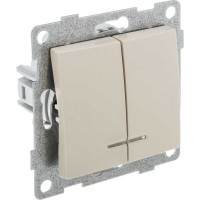 Выключатель GUSI ELECTRIC Bravo 2 клавиши, индикатор, СУ, 10А, 250В, бежевый С10В28-003