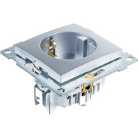 Розетка GUSI ELECTRIC Bravo 1-ой с/з с з/ш, СУ, 16А, 250В, серебро С10Р4-004