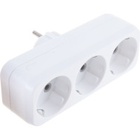 Разветвитель Smartbuy 3 гнезда с заземлением плоский 16А 250B SBE-16-A02-3z
