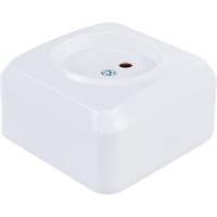 Розетка Smartbuy 1-местная 10А без заземления белая, керамика Юпитер SBE-03w-10-S1-N-c