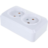 Розетка Smartbuy 2-местная 10А без заземления белая, керамика Юпитер SBE-03w-10-S2-N-c