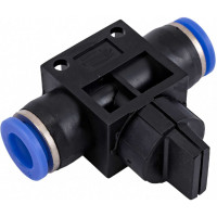 Фитинг с краном 8x8 мм для пластиковых трубок ROCKFORCE RF-SHVFF08-08