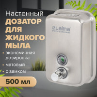Диспенсер для жидкого мыла ЛАЙМА PROFESSIONAL 0,5л, нержавеющая сталь, матовый 605396