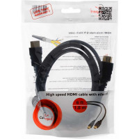 Кабель Cablexpert HDMI 19M/19M, v2.0, медь, позол.контакты, экран, 1.8м, черный, пакет, CC-HDMI4-6