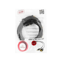 Кабель Cablexpert HDMI-DVI 19M/19M, 1.8м, single link, медь, позол.разъемы, экран, черный CC-HDMI-DVI-6