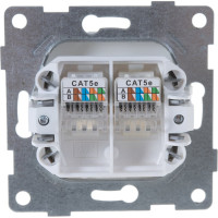 Механизм компьютерной розетки GUSI ELECTRIC Bravo RJ45, двойной, СУ, белый С10К2-001