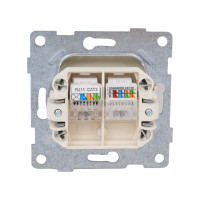 Механизм компьютерной и телефонной розетки GUSI ELECTRIC Bravo RJ45, RJ12, СУ, бежевый С10КТ-003