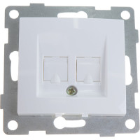 Механизм компьютерной и телефонной розетки GUSI ELECTRIC Bravo RJ45, RJ12, СУ, белый С10КТ-001