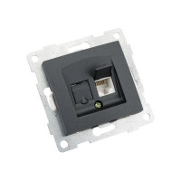 Механизм телефонной розетки GUSI ELECTRIC Bravo RJ12, одинарной, СУ, графит С10Т1-010