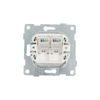 Механизм компьютерной розетки  GUSI ELECTRIC Ugra RJ45, двойной, СУ, серебро С11К2-004