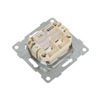 Механизм компьютерной и телефонной розетки GUSI ELECTRIC Ugra RJ45, RJ12, СУ, серебро С11КТ-004