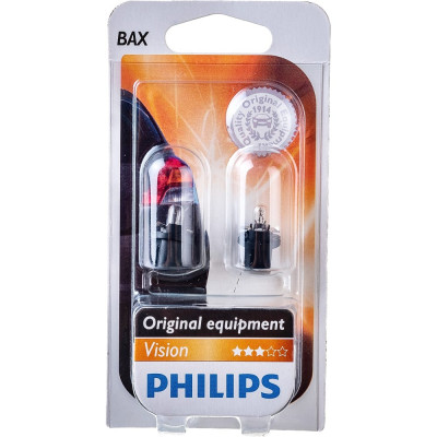 PHILIPS Автолампа BAX1.2W с черным патроном BAX8.5d,2 ,2шт 12V 1,10,200 12598B2
