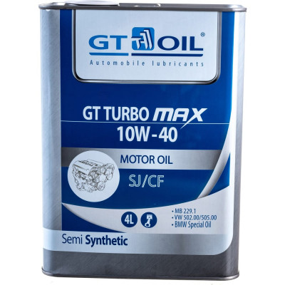 Масло GT OIL Turbo Max SAE 10W-40 API SJ/CF 8809059408636