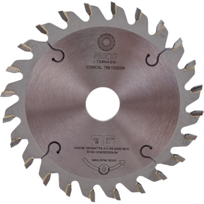 PROCUT Диск подрезной конический 120x20x3.0/4.0/p=2.2 z24 Conical tooth 756.1202024