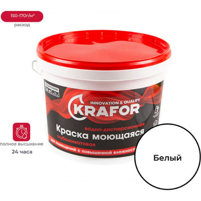 KRAFOR КРАСКА В/Д ИНТЕР ГЛУБОКОМАТОВ МОЮЩАЯСЯ 14 КГ 26955