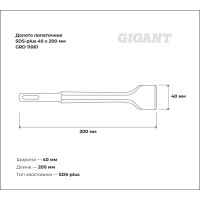 Gigant Долото лопаточное SDS-plus 40x200 мм GRD 11061