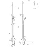 LEDEME Душевая система со смесителем и тропическим душем, L72403-1 65886