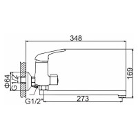 Ledeme Смеситель для ванны с длинным изливом и душем L2239-B хром 89765