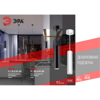 Подвесной светильник ЭРА PL1 GU10, BK 300, D80*300 мм, черный Б0041506