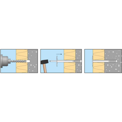 Дюбель для теплоизоляции с оц. гвоздем и термоголовкой INTERFIX 10x300, 400 шт. 8450