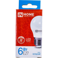 Светодиодная лампа IN HOME LED-ШАР-VC 6Вт 230В Е27 6500К 540Лм 4690612030654