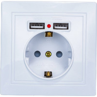 Розетка+USB Intro 141001 IP20, СУ, Plano, белый Б0043247