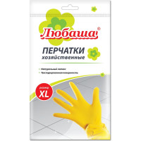 Латексные хозяйственные перчатки ЛЮБАША Эконом с х/б напылением рифленая ладонь, р. XL 603786