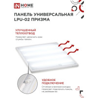 Универсальная светодиодная панель IN HOME LPU-02 100Вт, ПРИЗМА, 230В, 6500К, 9500Лм, 595х595х19мм, IP40 4690612029795