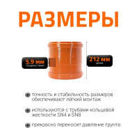 Ремонтная муфта наружной канализации Ostendorf ПВХ, 200 мм 223500