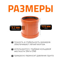 Ремонтная муфта наружной канализации Ostendorf ПВХ, 110 мм 220500