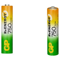 Аккумуляторы перезаряжаемые GP 75AAAHC AAA, емкость 750 мАч - 2 шт. 75AAAHCRGY-2CRCB2 16105527
