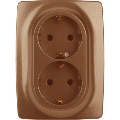 Розетка ЭРА 12210614 2x2PE Schuko,16A-250В, IP20, Эра12, медь Б0031236