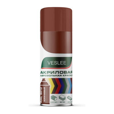 Аэрозольная акриловая краска Veslee RAL 8012 коричневая 270гр V8012