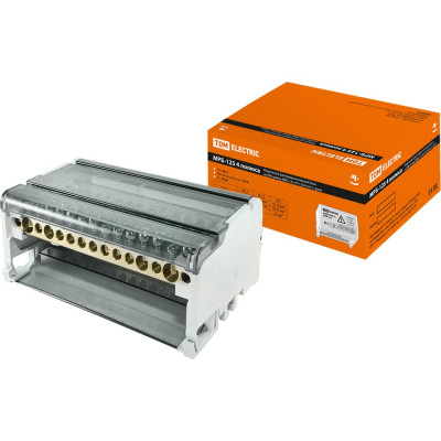 Модульный распределительный блок TDM ELECTRIC на DIN-рейку МРБ-125 4П 125А 4х11 групп SQ0823-0014