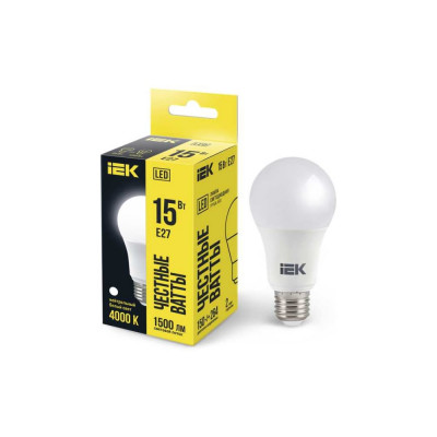 Лампа IEK LED A60 шар 15 Вт 230 В 4000К E27 LLE-A60-15-230-40-E27