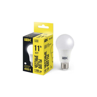 Лампа IEK LED A60 шар 11 Вт 230 В 4000К E27 LLE-A60-11-230-40-E27