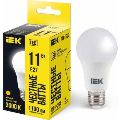Лампа IEK LED A60 груша 11 Вт 230 В 3000К E27 LLE-A60-11-230-30-E27