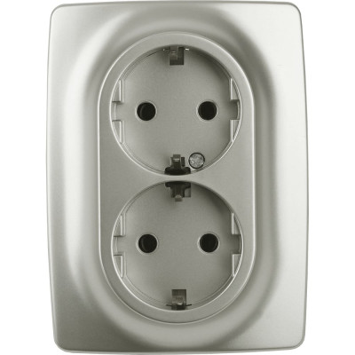 Розетка ЭРА ЭРА12 210815 2x2PE Schuko со шторками, 16A 250В, IP20, перламутр Б0036451