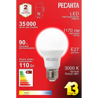 Светодиодная лампа Ресанта LL-R-A60-13W-230-3K-E27 /груша, 13Вт, тепл., Е27/ 76/1/17