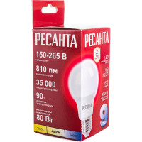 Светодиодная лампа Ресанта LL-R-A60-9W-230-4K-E27 (груша, 9Вт, нейтр., Е27) 76/1/14