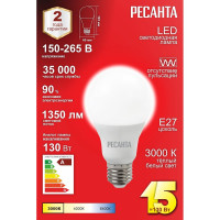 Светодиодная лампа Ресанта LL-R-A65-15W-230-3K-E27 (груша, 15Вт, тепл., Е27) 76/1/19