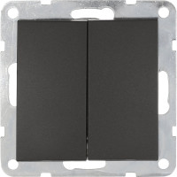 2-клавишный переключатель LK Studio с двух мест, схема 6+6, 16 A, 250 B, черный бархат 861308-1