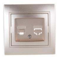 Информационная розетка Intro 1-303-04 RJ45, IP20, СУ, Plano, шампань Б0030087