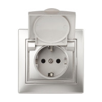 Розетка Intro 2P+E Schuko с крышкой, 16А, 250В, IP20, СУ, Plano, алюминий Б0030062