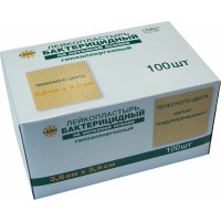 Бактерицидный лейкопластырь LEIKO комплект 100шт 3,8x3,8 см на нетканой основе телесного цвета 213872 630242