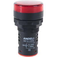 Лампа ANDELI AD16-22DS LED матрица d22мм красный 220В AC ADL10-143